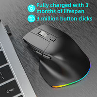 Mouse Gaming RGB Backlit Ergonomis Triple Mode Isi Ulang Daya, Mouse Laptop 6D untuk Kantor dan Komputer, Mouse Nirkabel 2.4G