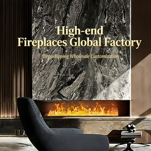 <span class=keywords><strong>Cheminée</strong></span> électrique atomisante 3D moderne avec application et flamme LED, <span class=keywords><strong>cheminée</strong></span> à vapeur d'eau en acier sans chaleur, sûre pour la décoration intérieure d'hôtels - Product Image 2