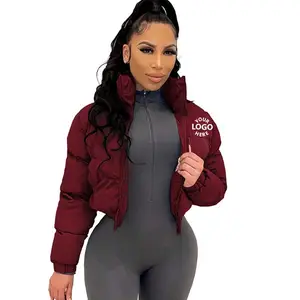 Hochwertige benutzer definierte Damen kurze Outwear Kleidung Winter Crop Puffer Jacke für Frauen