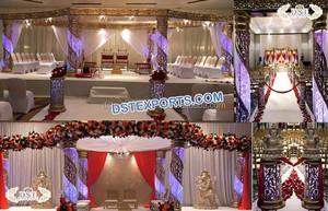 Mandap de mariage en cristal de fibre dorée élégant, décoration exclusive et magnifique pour un mariage indien parfait, fournitures de décoration pour l'Australie - Product Image 4