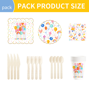 DAMAI Colorful Happy <b>Birthday</b> Paper Plate Party <b>Table</b> Decoration Custom Printed Disposable Round Paper Plates Tableware Set - Product Image 6