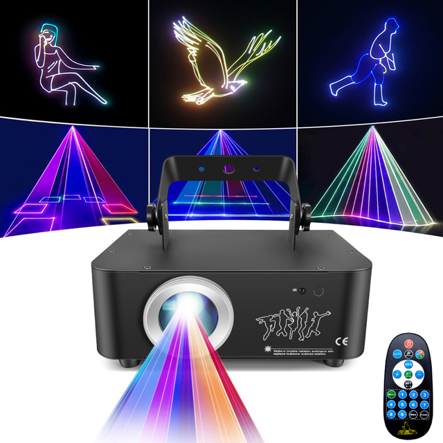 DMX512 Controlled 500mw RGB Full Color Animation 3D Laser Projector with LED Lights for Party Disco Stage and Night Club