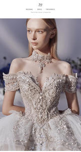 Abito da sposa principale dell'industria pesante 2024 nuova sposa alla grande principessa di piccole dimensioni grandi spalle Senior di una parola - Product Image 3