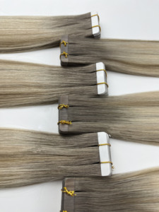 Extensiones de Cabello Humano Adhesivas Invisibles Naturales, Largas, Rubias Onduladas, Sin Residuos, Negras Lisas, con Cinta Sutil - Product Image 2
