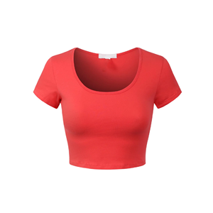 2024 camisetas cortas de Color sólido con estampado de moda para mujer, camiseta de manga corta, camisetas cortas informales de diseño personalizado para mujer - Product Image 1
