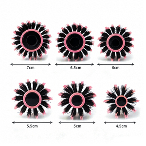 Brosse à cheveux ronde professionnelle 6 tailles avec logo personnalisé, en aluminium rose résistant à la chaleur, à poils de sanglier et queue de <span class=keywords><strong>rat</strong></span>, pour séchage au sèche-cheveux en salon - Product Image 2