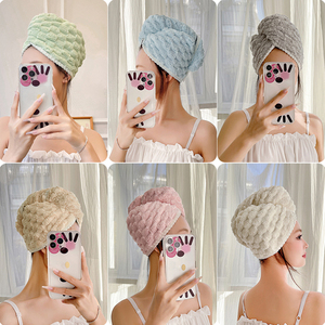 Berretto assorbente per capelli secchi velluto corallo asciugatura rapida in microfibra R personalizzato quattro stagioni - Product Image 1