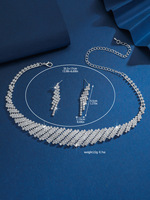 Ensemble collier et boucles d'oreilles à chaîne à griffes en strass exagérés - Accessoires de vente en gros européens et américains pour femmes