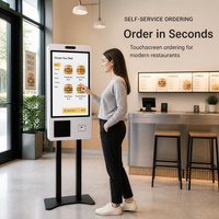 Kiosque de commande automatique avec écran tactile Android OEM 21,5/27/32 pouces, lecteur de code QR, imprimante, terminal de paiement pour restaurant, SDK pour restauration rapide