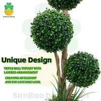 Arbre Topiaire Bonsaï Artificiel Feuille de Milan 90cm, 4 Niveaux, 3 Boules, Plante en Pot pour Décoration Maison & Bureau, Mariage