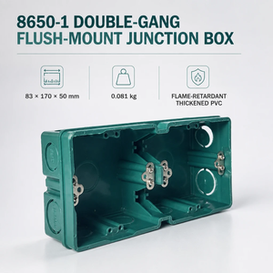 Caja de conexiones empotrada doble de 50 mm de profundidad, modelo 8650-1, tipo <span class=keywords><strong>86</strong></span>, de PVC con múltiples orificios - Product Image 1