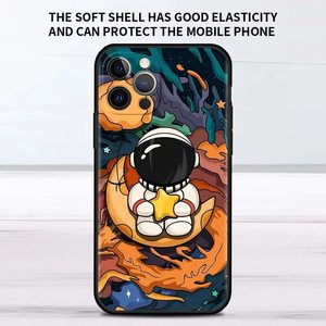 Cover Posteriore Morbida in TPU per iPhone 11 12 13 14 15 Pro <span class=keywords><strong>Max</strong></span> Plus con Simpatico Disegno di Astronauti sulla Luna - Product Image 4