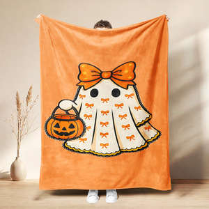 Manta de Franela con Diseño de Fantasma de Dibujos Animados, Ligera y Resistente a la Decoloración, para Siesta en Casa u Oficina, con Impresión Personalizada - Product Image 6