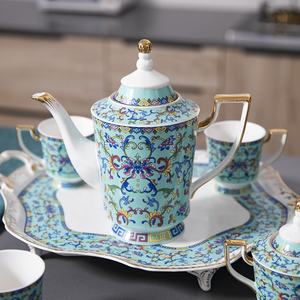 Juego de Café de Cerámica Verde Europeo de Primera Calidad con Relieve, para el Té de la Tarde - Product Image 3