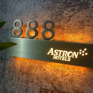 Customized House Plate Number Led Light Wall Letters Number Sign Hotel Room Number Signs Light