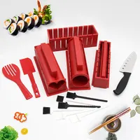 17 Buah/Set Kit Peralatan Pembuat Sushi, Bola Nasi Jepang, Cetakan Kue, Alat Sushi Set Mesin Pembuat Sushi dengan Sikat