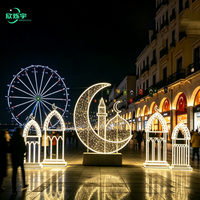 Décoration lumineuse à motif de lune et d'étoile du Ramadan 2D 3D