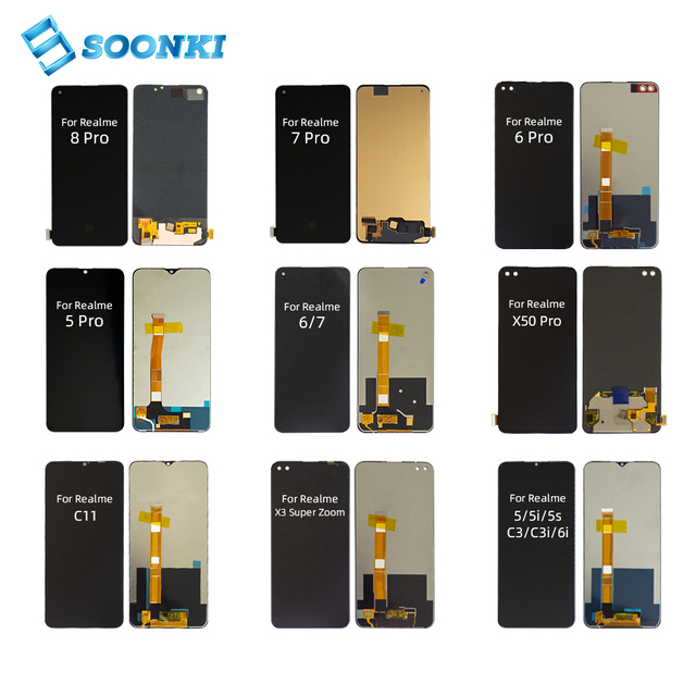 Mobile Phone Lcd for Realme C11 C12 C13 C15 C21 C31 Display Replacement for Realme X2 X3 X50 7 8 9 Pro Screen