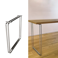 Pieds de table rectangulaires en acier inoxydable robustes, pieds de support pour bureau d'ordinateur et table à manger, design double ligne