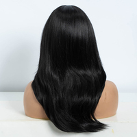 FREEDOM Perruque Lace Front en fibre haute température, lisse, brun clair, avec frange, 20 pouces, pour Cosplay, pour cheveux noirs, blonds, bruns