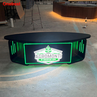 Mesas de Control para Estudio de Radiodifusión y Televisión con Luces LED RGB, Diseño Personalizado con Logotipo, Superficie de Piedra Negra