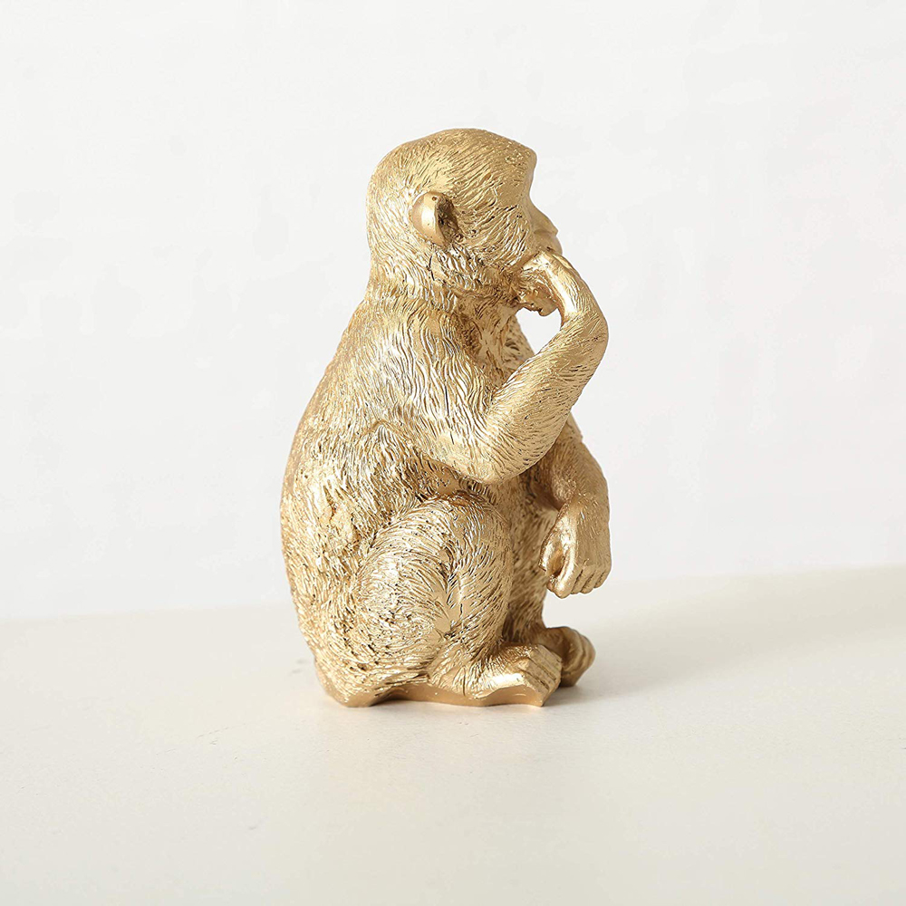 中国風水金樹脂製猿像 手描き金箔幸運の動物置物 猿の彫刻 販売中