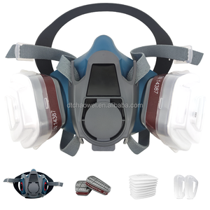 Desain baru M701 penutup wajah setengah silikon masker Gas Filter ganda <span class=keywords><strong>Respirator</strong></span> katup pernapasan dapat disesuaikan klip hidung untuk pelukis - Product Image 4