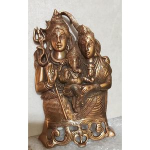 Parijat แฮนด์เมดโลหะโบราณแขวนผนังตกแต่ง shiv parivar shiva ครอบครัวมงคลสำหรับบ้านสำนักงานหลักทางเข้าสำหรับ - Product Image 1