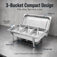 Réchaud de buffet professionnel en acier inoxydable finition dorée 9L pour hôtels, restaurants et traiteurs