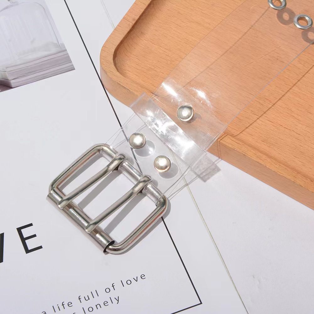 Ремень в стиле панк, двойной ремень, прозрачный, мужские, женские, модные ремни