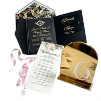 Numéros de table en acrylique personnalisés, cartes de table miroir, invitations en forme d'arche, menus, ensemble de cartes, décoration d'événements de luxe