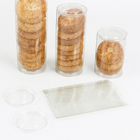 Emballage personnalisé pour boîte à dessert cylindrique pour biscuits, tubes en plastique transparent et couvercles, tube d'emballage pour biscuits en plastique
