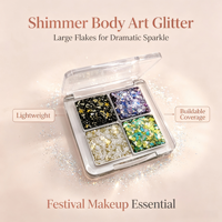 Palette de paillettes scintillantes écologiques 4 couleurs, grandes paillettes épaisses pour le maquillage du visage et du corps, idéale pour les festivals et les raves