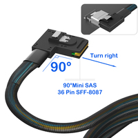 Câble de données haute vitesse SFF-8087 90° vers la droite 4 SATA3.0 90° vers la gauche pour serveur SSD/HDD, Mini SAS 36 broches en nylon 6 Gbit/s