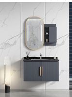 2025 meubles de maison modernes armoire de salle de bain résistante à l'eau blanc évier unique élégant LED désembuage miroir salle de bain ensembles de vanité
