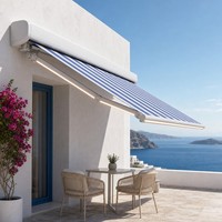 Auvent motorisé à cassette intégrale, structure en alliage d'aluminium, télécommande, voile en polyester, auvent de luxe pour balcon, patio, jardin