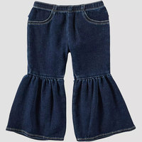 Jean évasé à volants pour femme en denim doux, taille élastique, tissu confortable et respirant, idéal pour le quotidien et l'hiver
