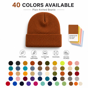 Fashion Plain Ribbed Soft Warm Acrylic <b>Beanie</b> <b>Hats</b> Outdoor Winter Wear Custom Logo 3D Embroidery Adjustable Cuffed Knitted - Product Image 1