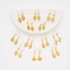 Professional Women Brass Earrings 18K 22K Gold Filled Copper Waterproof Gold Plated Drop Earrings For Daily Wear