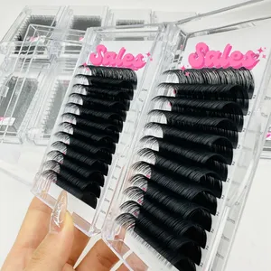 Vegan matte preto volume cílios extensões private label Coreano PBT atacado cashmere Hand Made Eyelash Extensions