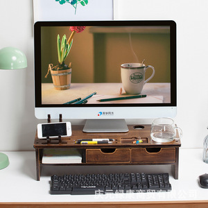 Soporte Elevador de Monitor de Bambú Rectangular, Organizador de Almacenamiento para Teclado de Escritorio, Multifuncional, para Ordenar el Escritorio - Product Image 1
