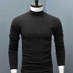 Nuova Camicia da Uomo 2022, Maglione Tinta Unita con Collo Semi-Alto, Casual, Slim Fit, Maniche Lunghe, Caldo, Aderente, Abbigliamento Interno Maschile - Product Image 5