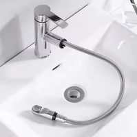 Robinet de lavabo design avec bec extractible en acier inoxydable poli de qualité supérieure