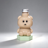 Gobelets à thé au lait Boba en forme d'ours mignons de 450 ml (15 oz) avec couvercle, bouteilles jetables en plastique de qualité alimentaire pour jus et boissons, idéales pour les cafés et les fêtes