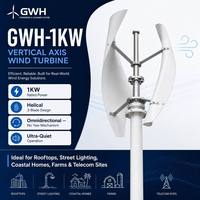 Éolienne à axe vertical GWH-1KW 1KW ultra silencieuse à faible bruit pour toiture, maison urbaine, éclairage public, alimentation hors réseau VAWT