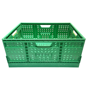 Fabricación de precisión carrito de plástico plegable malla de almacenamiento de verduras caja plegable para supermercado