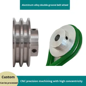 Puleggia a doppia gola in lega di alluminio per cinghia trapezoidale, lavorazione di precisione, ruota motrice, larga 7, piccola, personalizzabile - Product Image 1