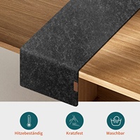 Chemin de table lavable en feutre découpé au laser de 100x30 cm avec étiquette en cuir pour table à manger