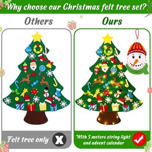 Ensemble de sapin de <span class=keywords><strong>Noël</strong></span> en feutre DIY de 3 pieds avec 33 ornements pour enfants, décoration murale de <span class=keywords><strong>Noël</strong></span>, <span class=keywords><strong>calendrier</strong></span> de l'avent - Product Image 3