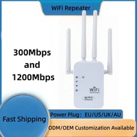 Répéteur WiFi double bande 2,4 GHz/5,8 GHz 300 Mbps avec prise EU, amplificateur Internet avec couverture de 150 m² et 4 antennes externes